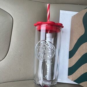 Starbucks Pink Heart-Shaped glass Tumbler